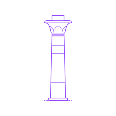 Buildings Stone Columns Egyptian Lotus Flower Svg Line Art, Free Vectors File